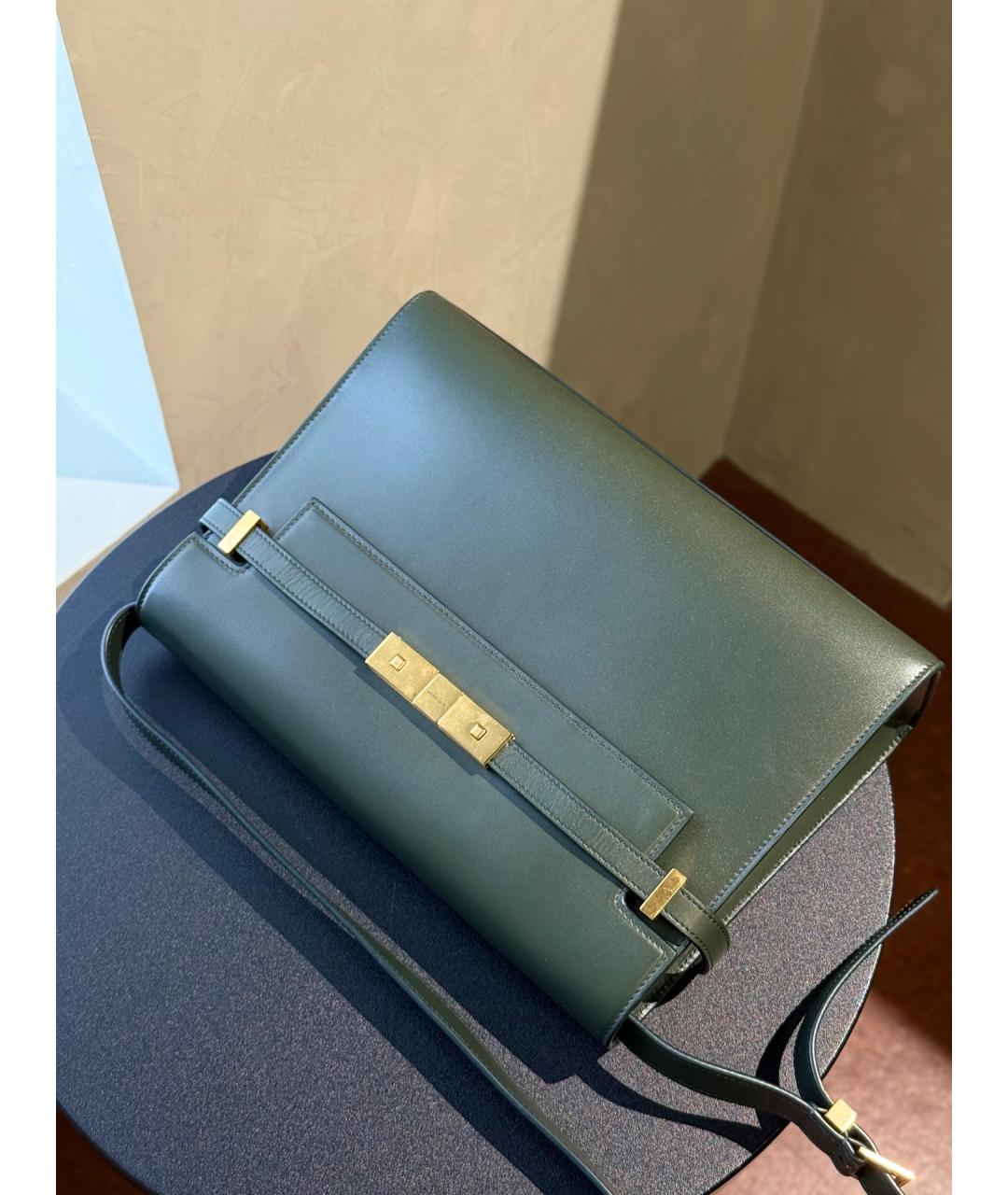 SAINT LAURENT Зеленая кожаная сумка через плечо, фото 9