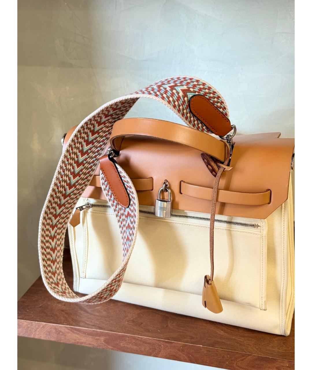 HERMES Бежевая деним сумка через плечо, фото 7