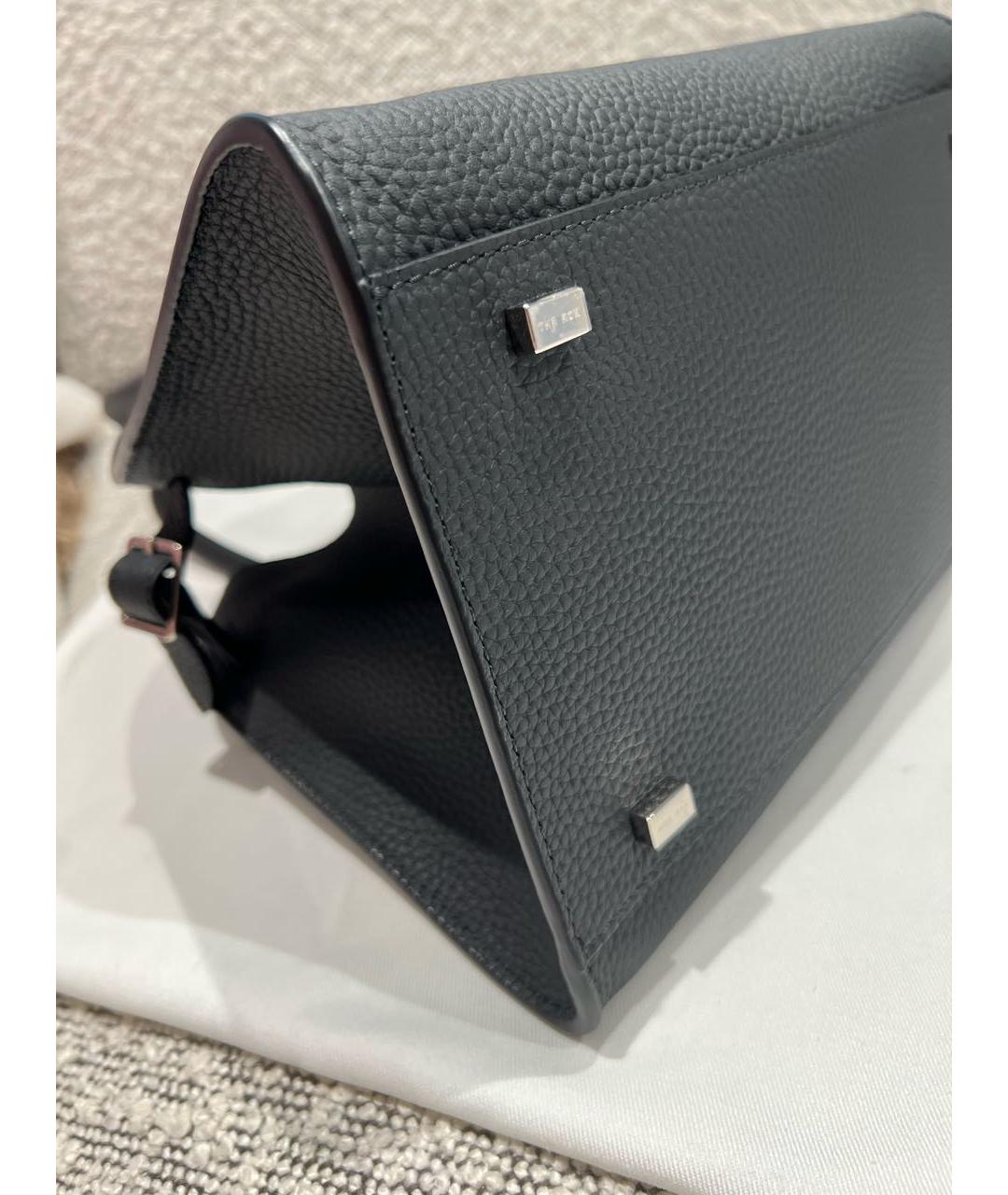 THE ROW Черная кожаная сумка с короткими ручками, фото 5