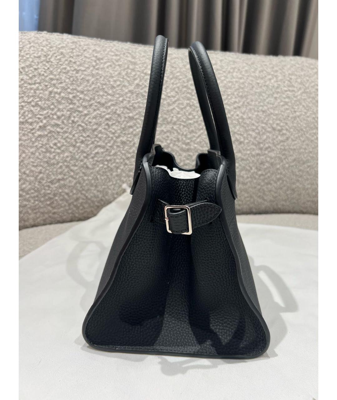 THE ROW Черная кожаная сумка с короткими ручками, фото 3