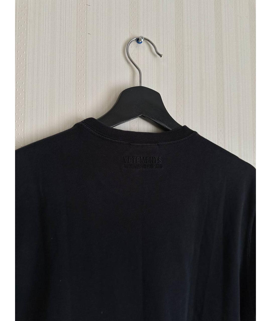 VETEMENTS Черная хлопковая футболка, фото 3