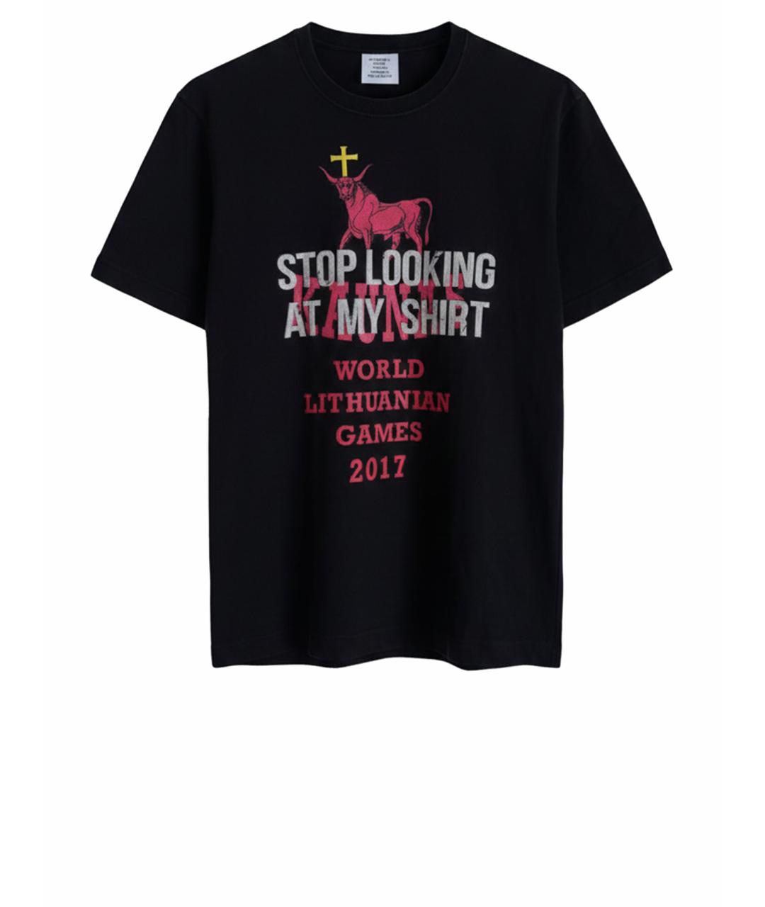 VETEMENTS Черная хлопковая футболка, фото 1