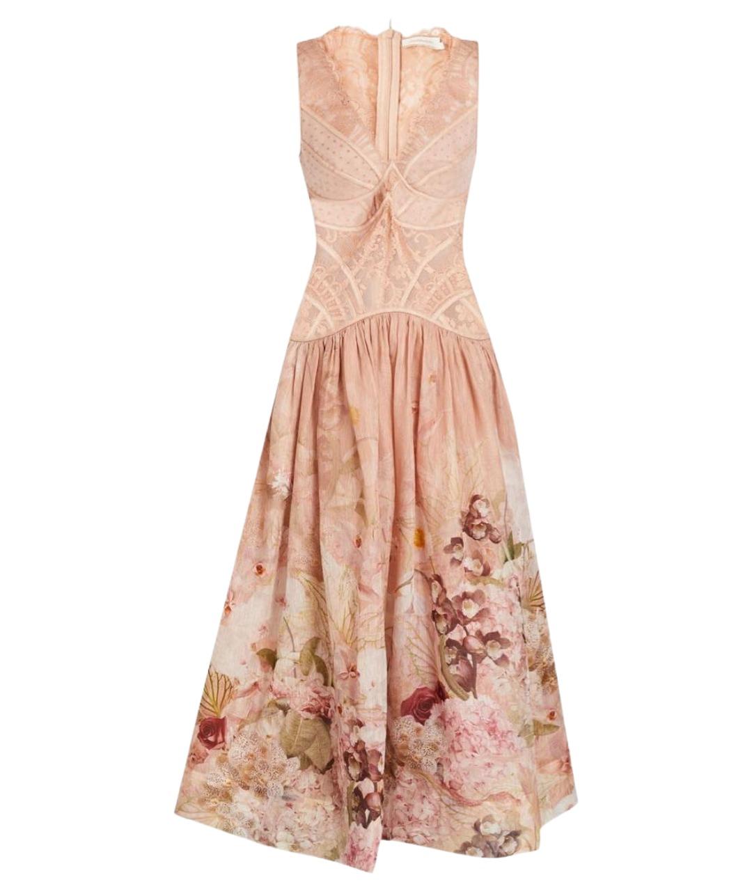 ZIMMERMANN Бежевое льняное коктейльное платье, фото 1