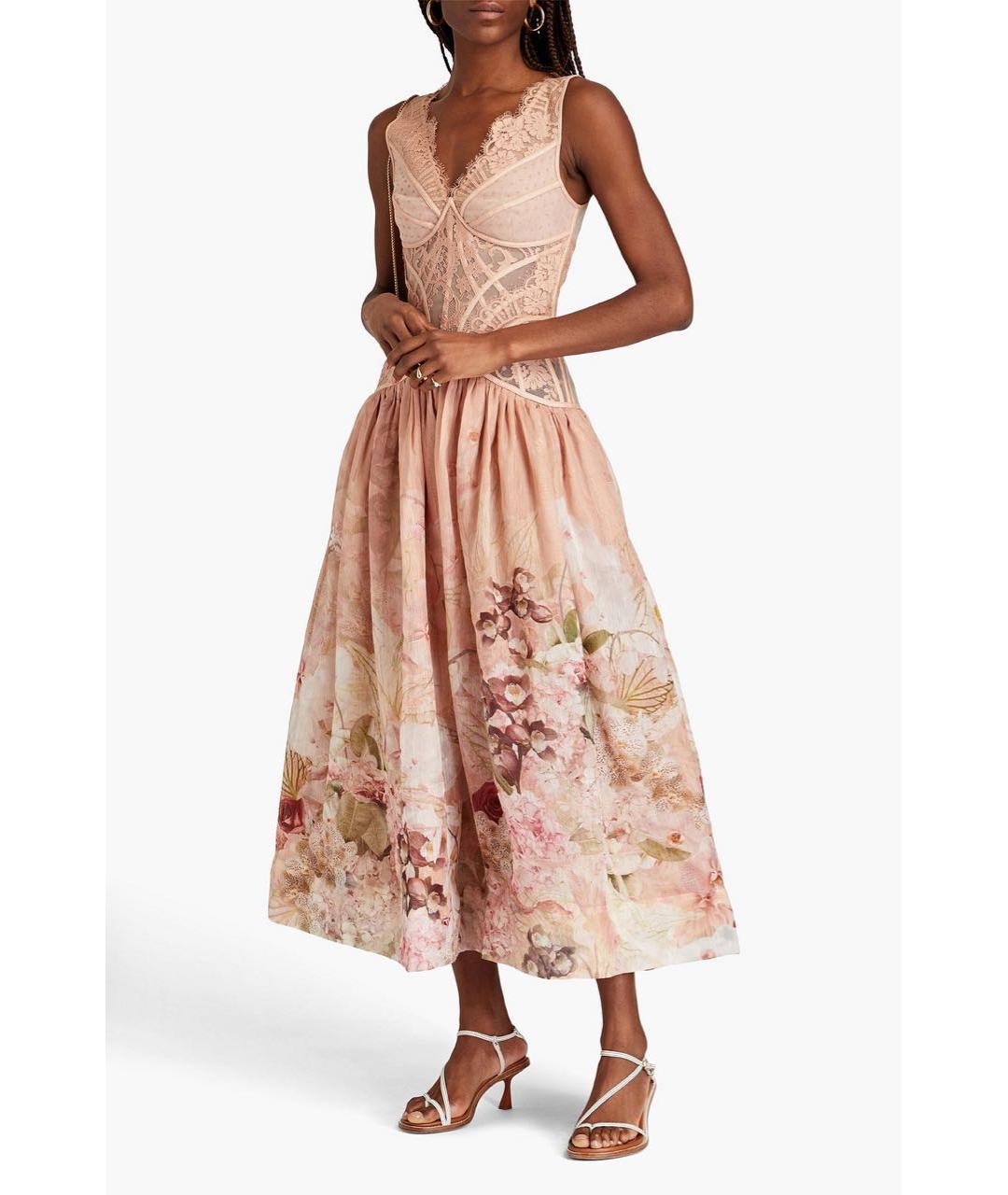 ZIMMERMANN Бежевое льняное коктейльное платье, фото 2
