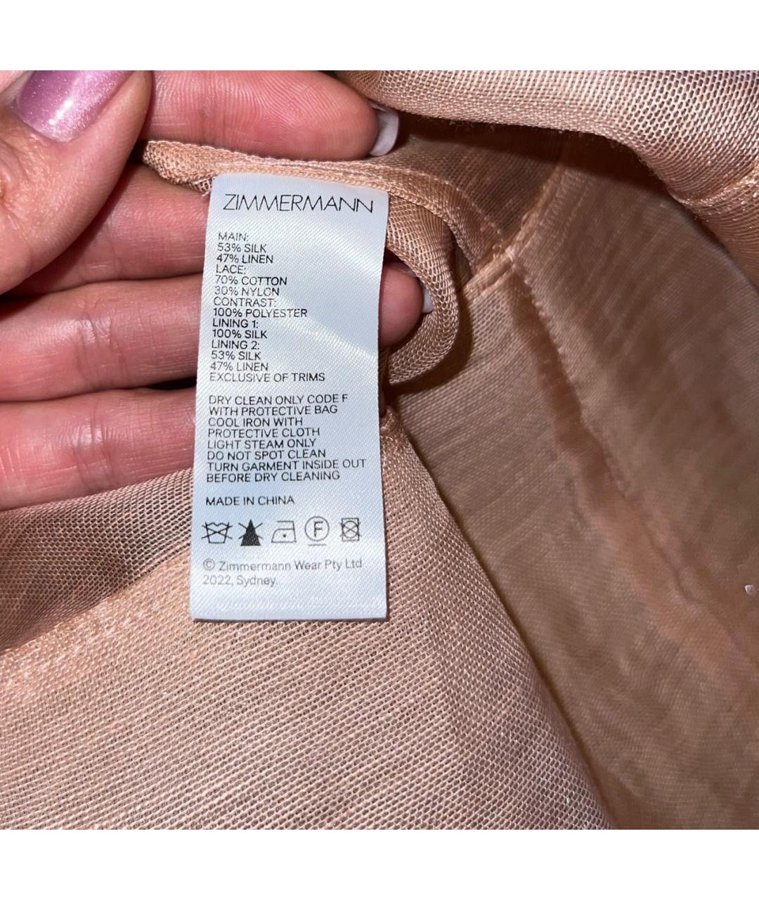 ZIMMERMANN Бежевое льняное коктейльное платье, фото 5
