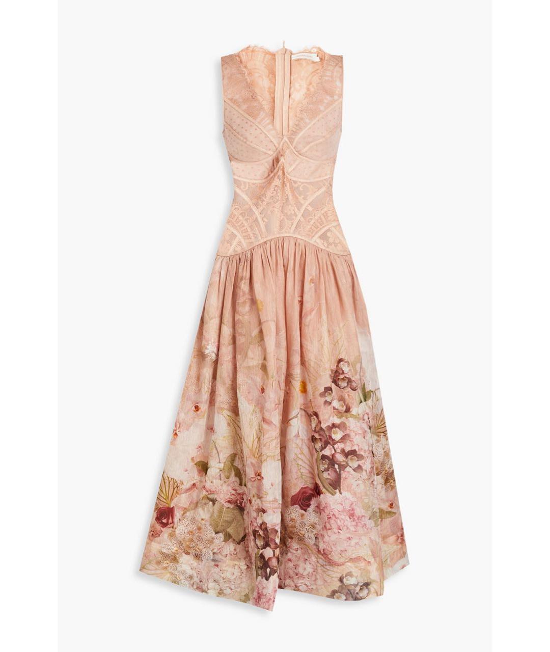 ZIMMERMANN Бежевое льняное коктейльное платье, фото 9