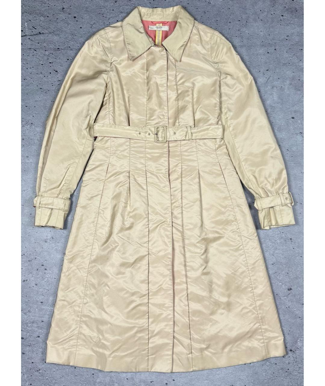 PRADA Бежевый шелковый тренч/плащ, фото 9