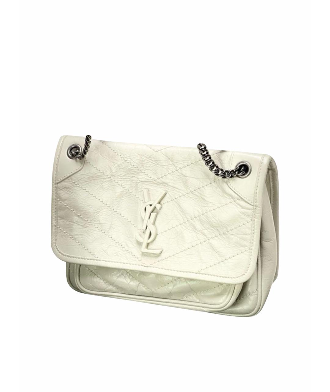 SAINT LAURENT Белая кожаная сумка через плечо, фото 1