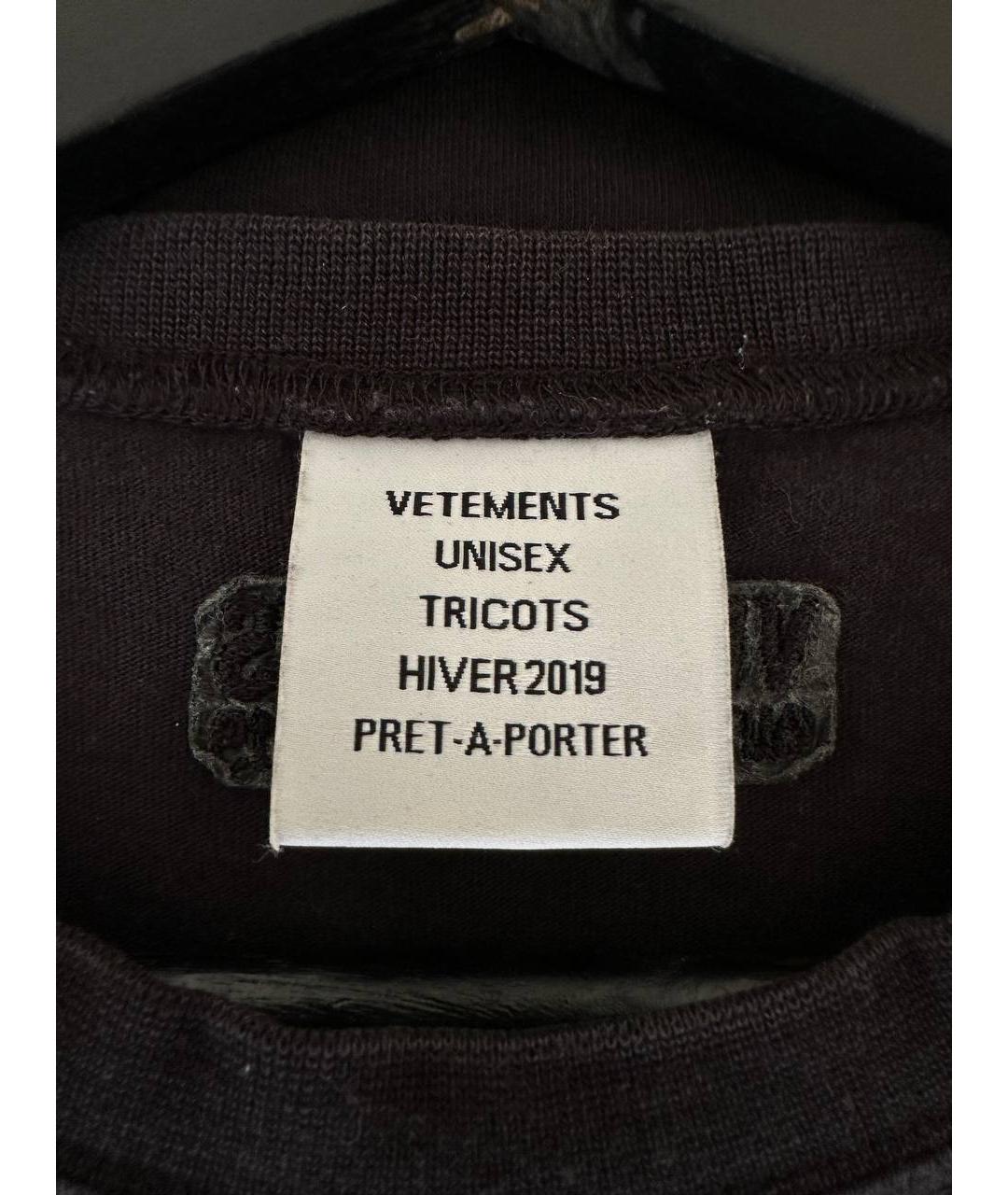 VETEMENTS Черная хлопковая футболка, фото 4
