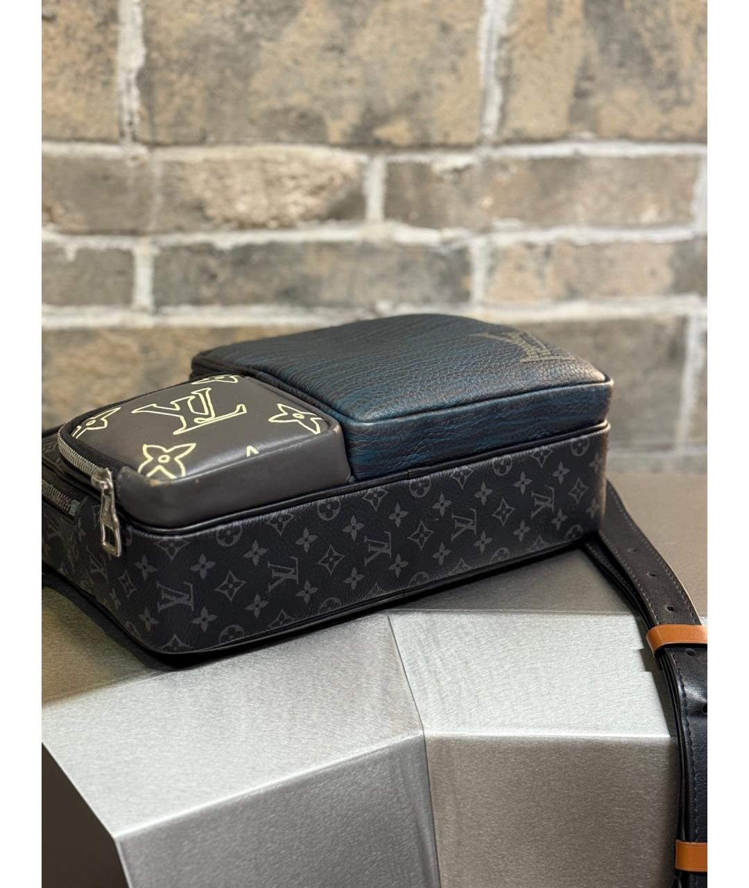 LOUIS VUITTON Черная кожаная сумка на плечо, фото 5