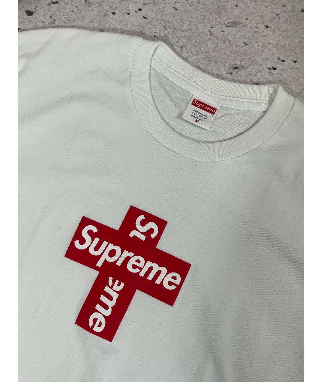 SUPREME Белая хлопковая футболка, фото 4