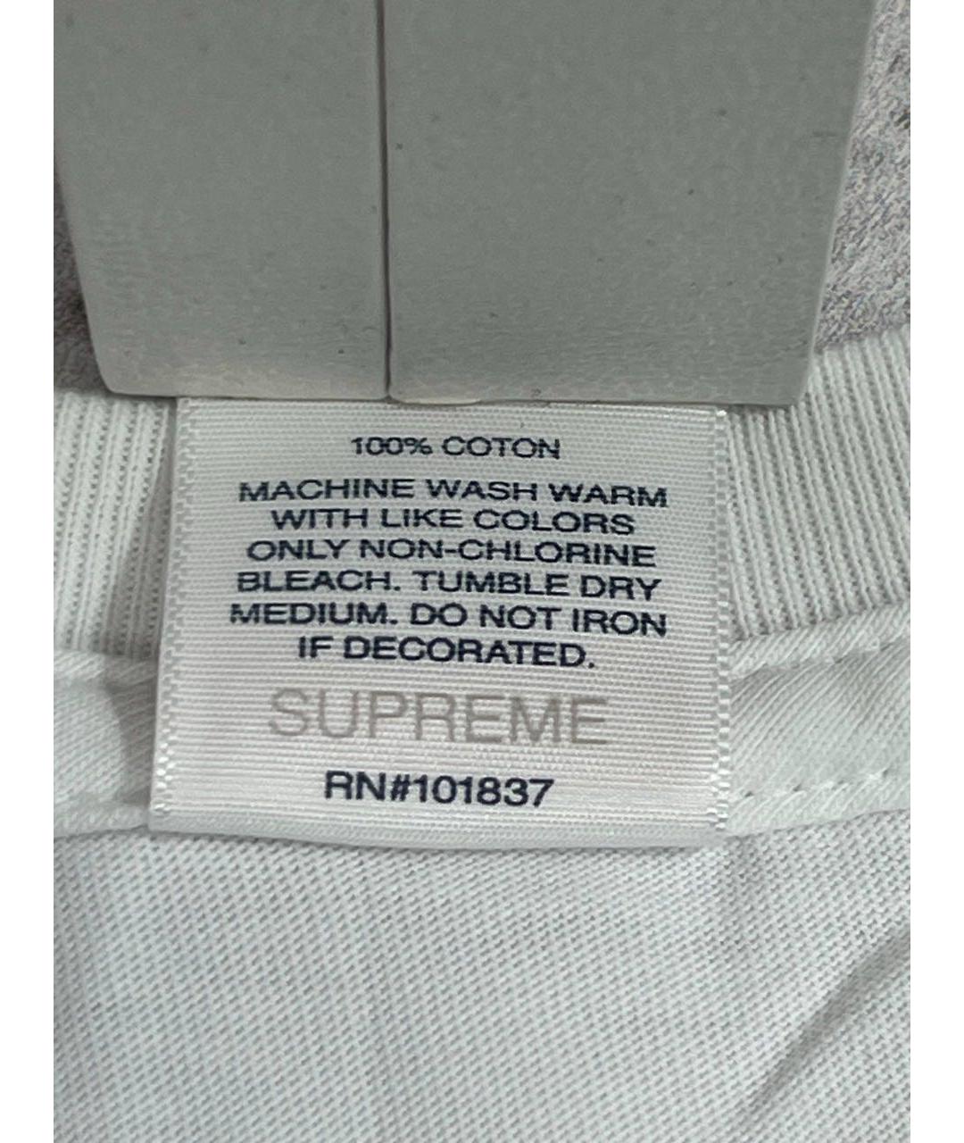 SUPREME Белая хлопковая футболка, фото 5