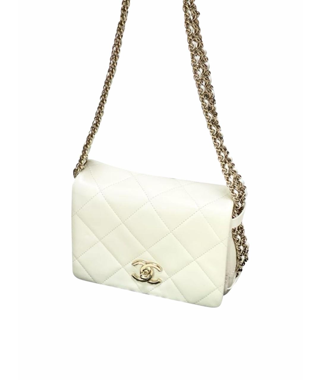 CHANEL Белая кожаная сумка через плечо, фото 1