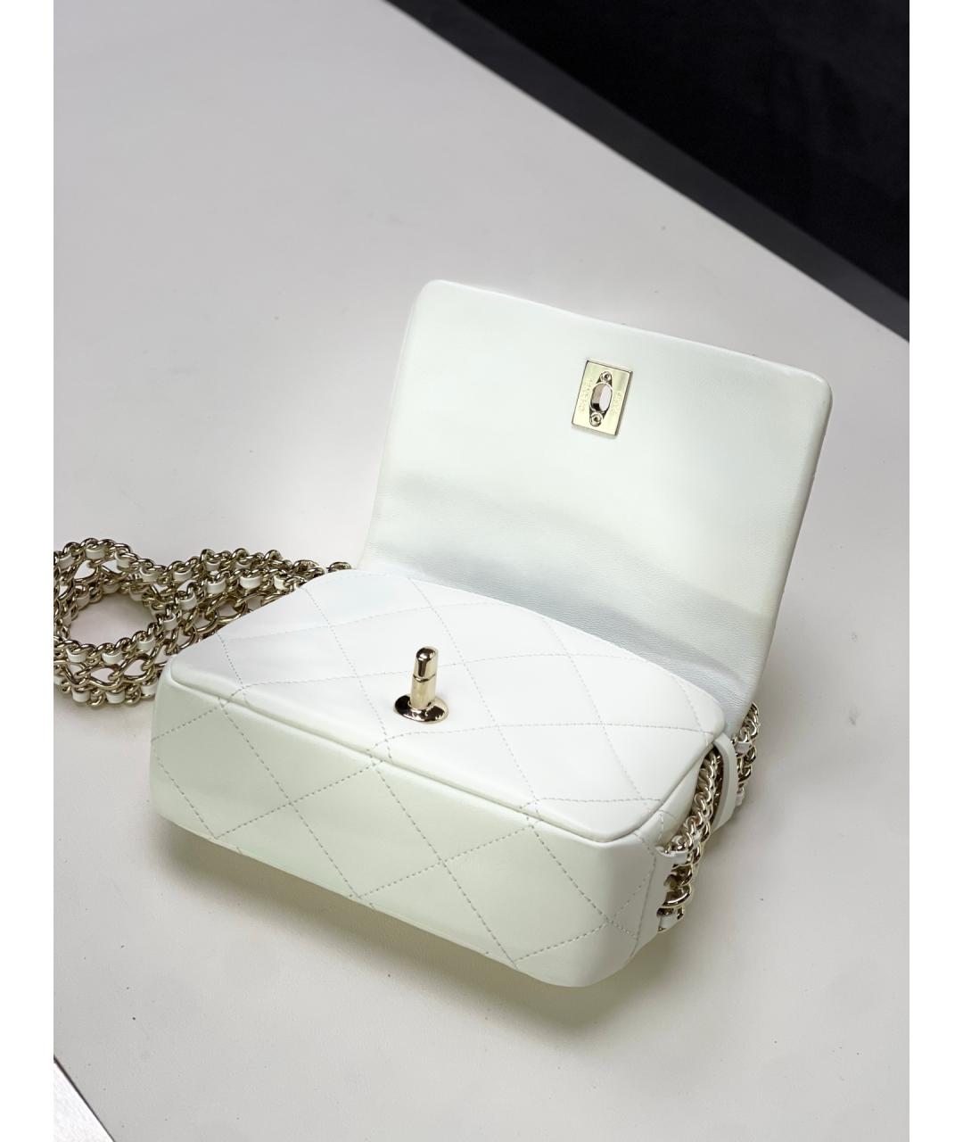 CHANEL Белая кожаная сумка через плечо, фото 5
