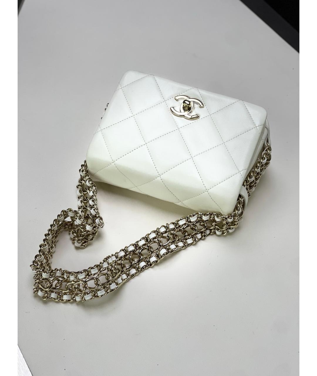 CHANEL Белая кожаная сумка через плечо, фото 7