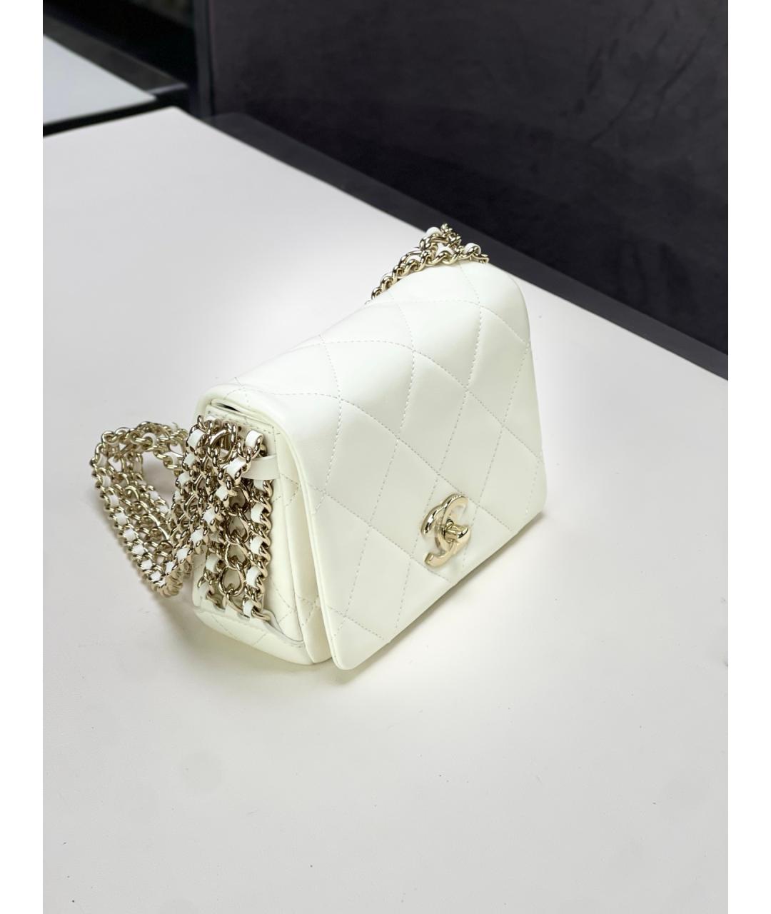 CHANEL Белая кожаная сумка через плечо, фото 8