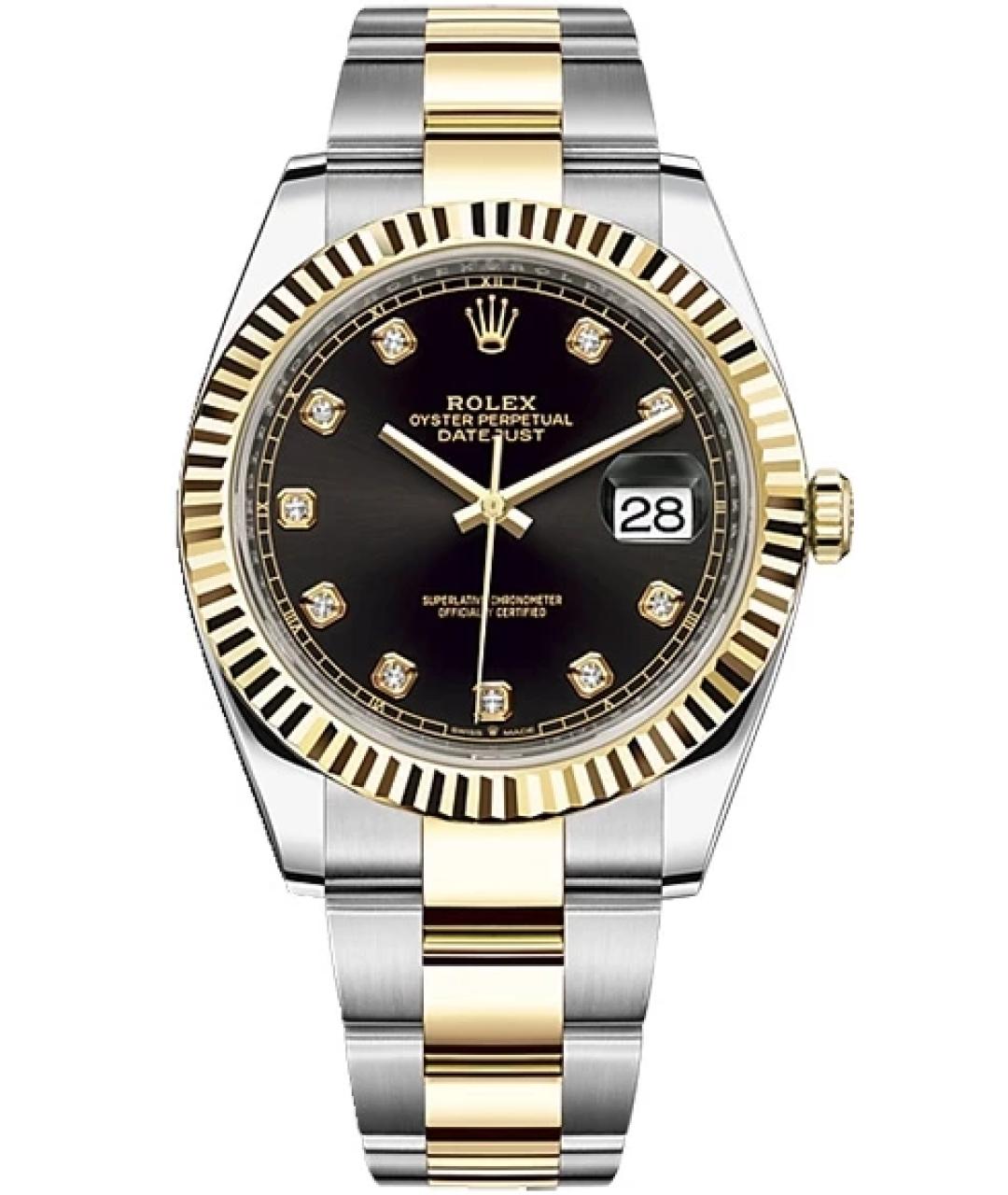 ROLEX Черные часы из желтого золота, фото 1