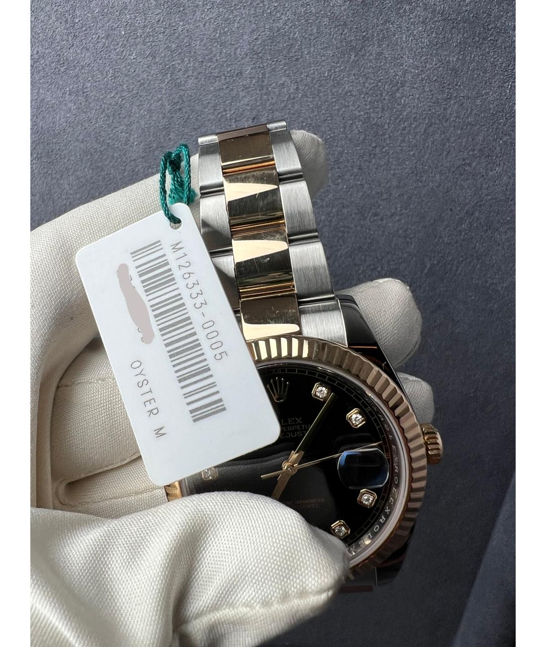 ROLEX Черные часы из желтого золота, фото 3