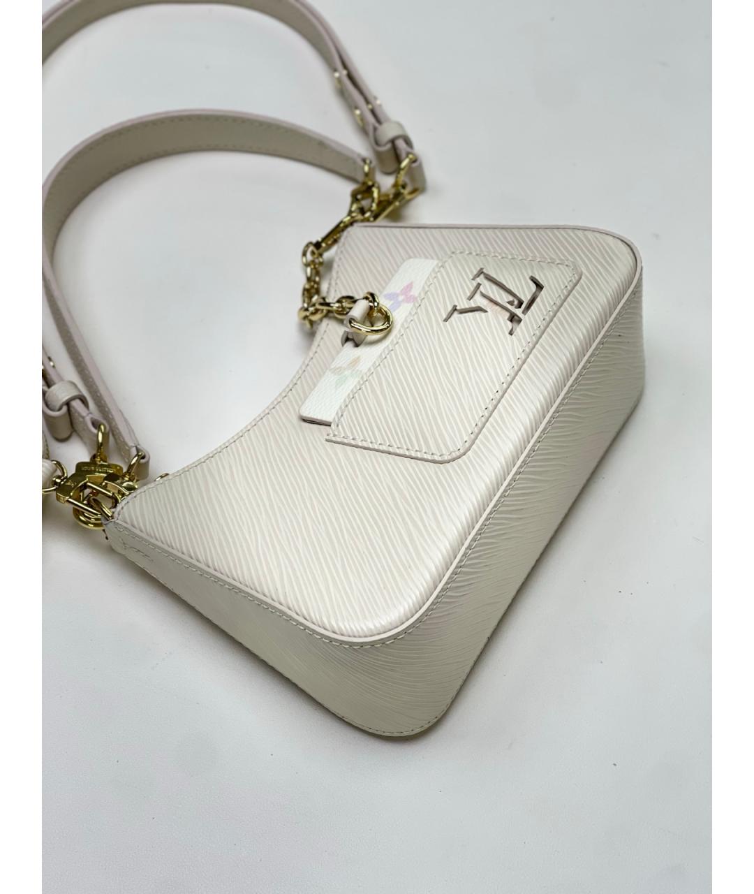 LOUIS VUITTON Белая кожаная сумка через плечо, фото 6