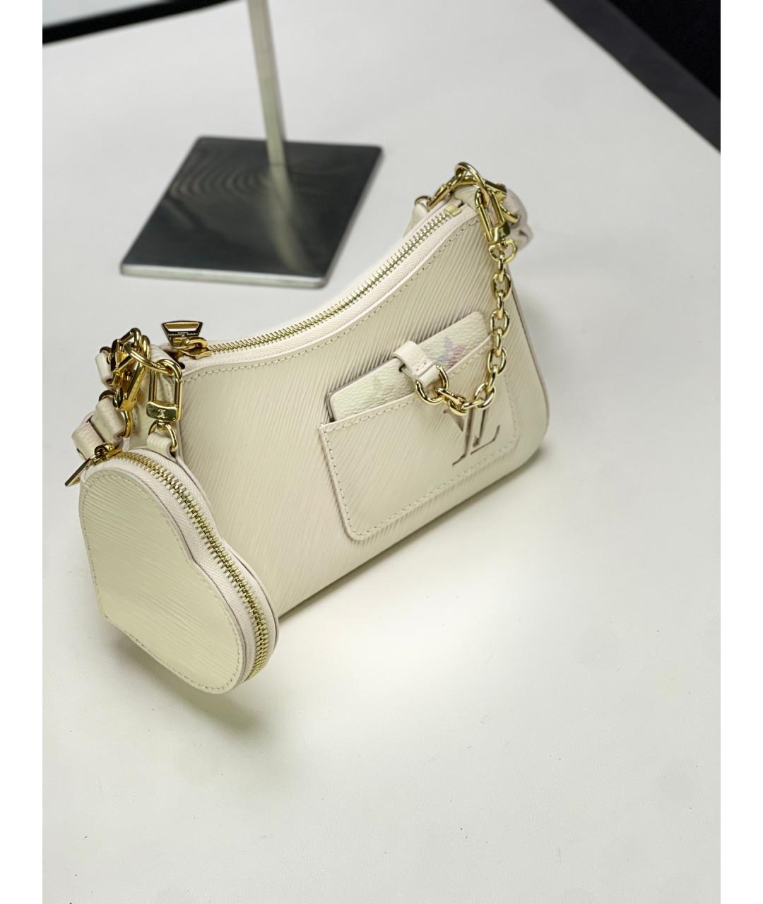 LOUIS VUITTON Белая кожаная сумка через плечо, фото 8