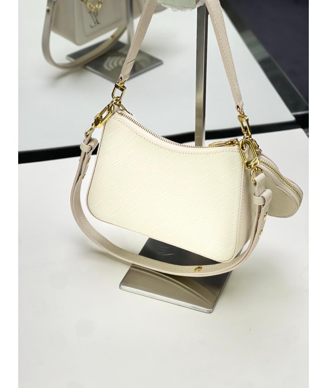 LOUIS VUITTON Белая кожаная сумка через плечо, фото 4