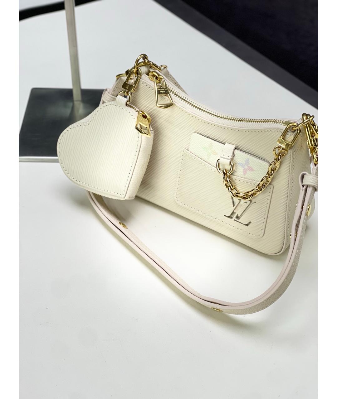 LOUIS VUITTON Белая кожаная сумка через плечо, фото 9