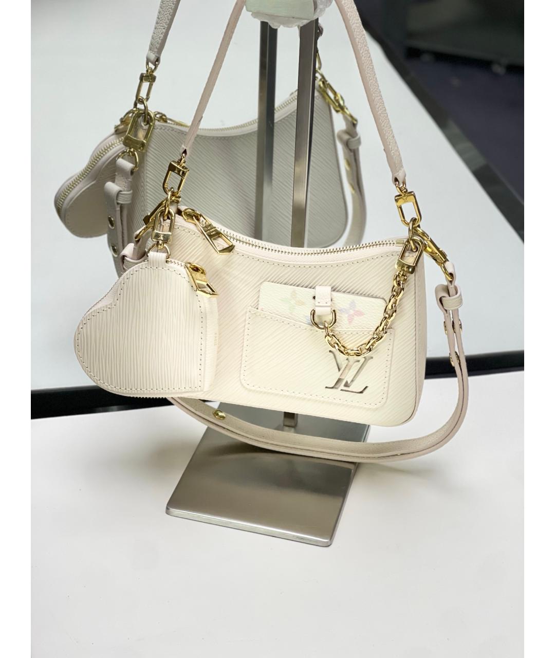 LOUIS VUITTON Белая кожаная сумка через плечо, фото 10