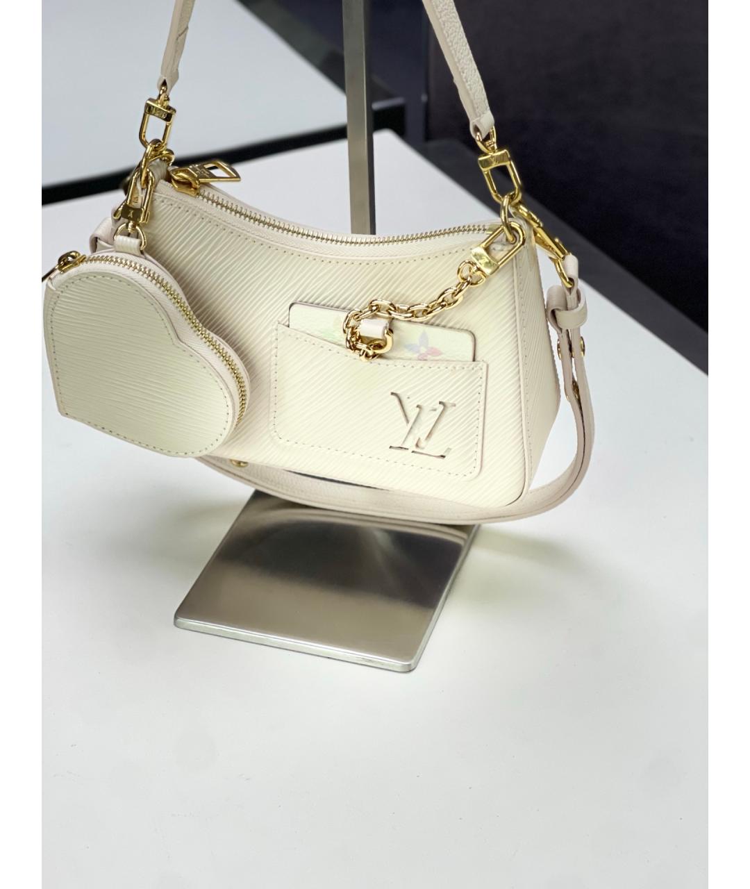 LOUIS VUITTON Белая кожаная сумка через плечо, фото 5