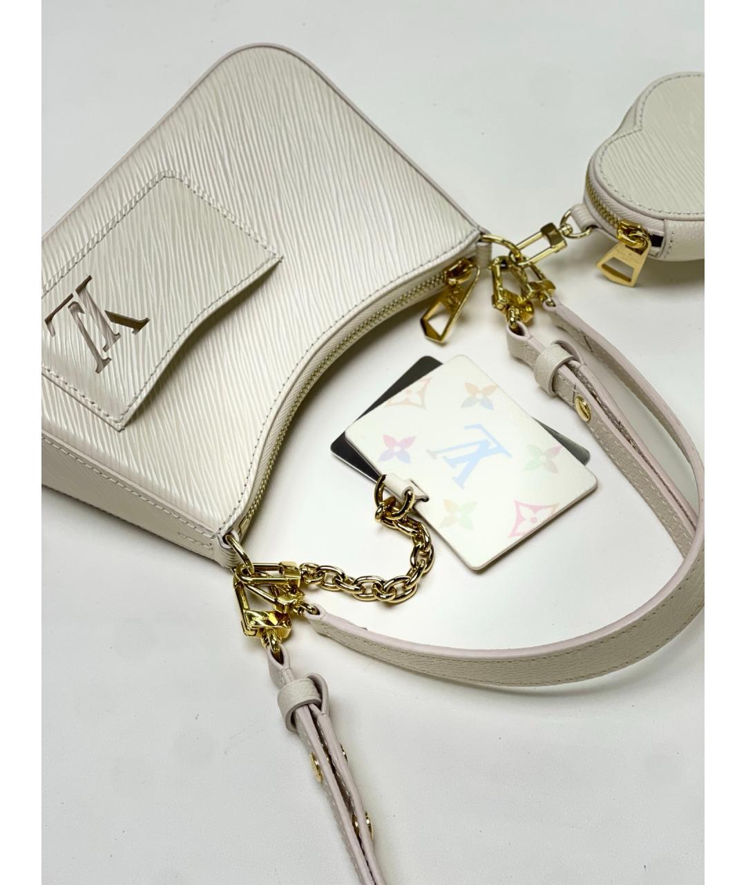 LOUIS VUITTON Белая кожаная сумка через плечо, фото 7