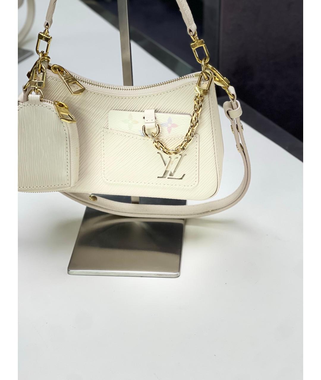 LOUIS VUITTON Белая кожаная сумка через плечо, фото 3