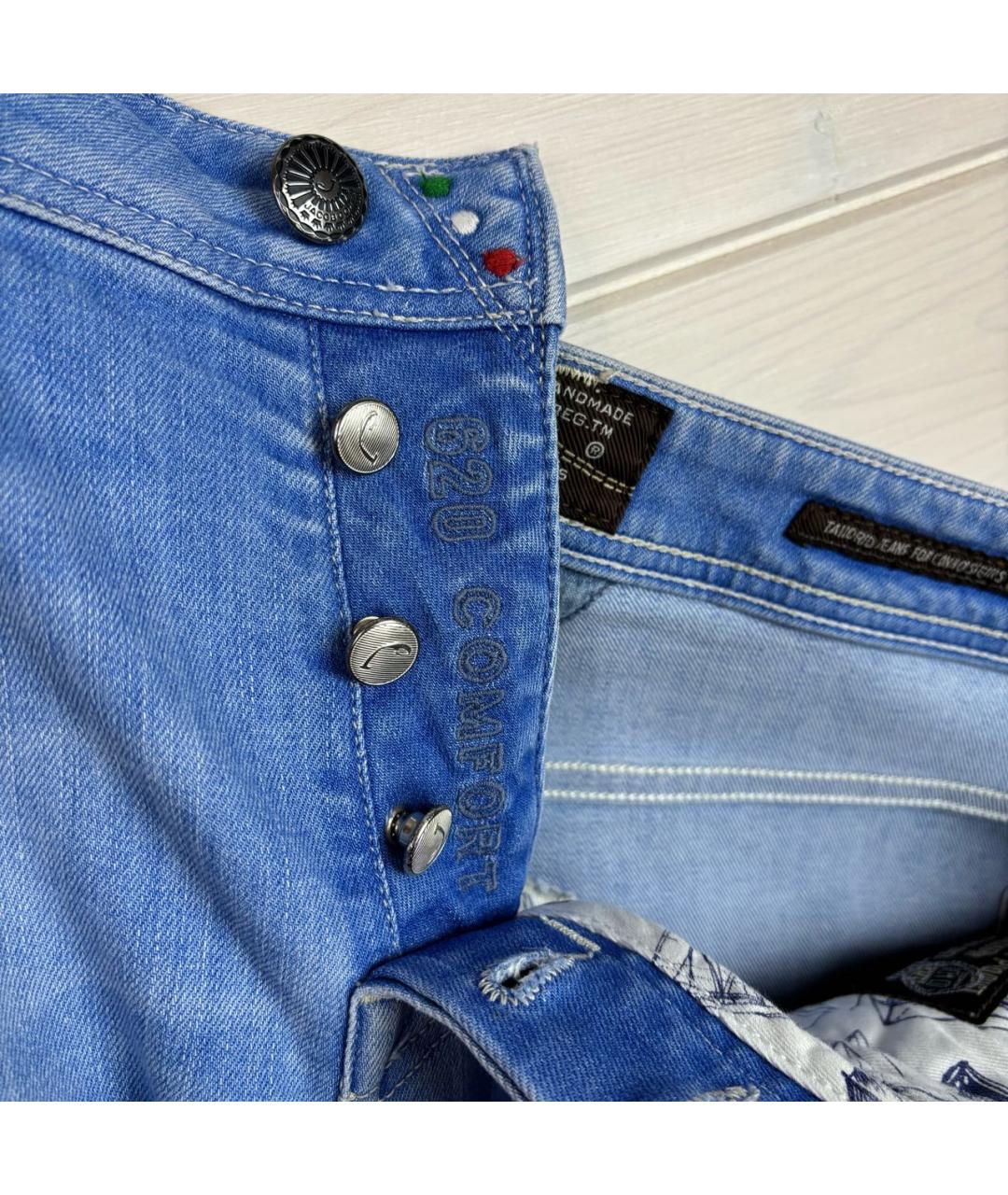 JACOB COHEN Синие хлопковые прямые джинсы, фото 5