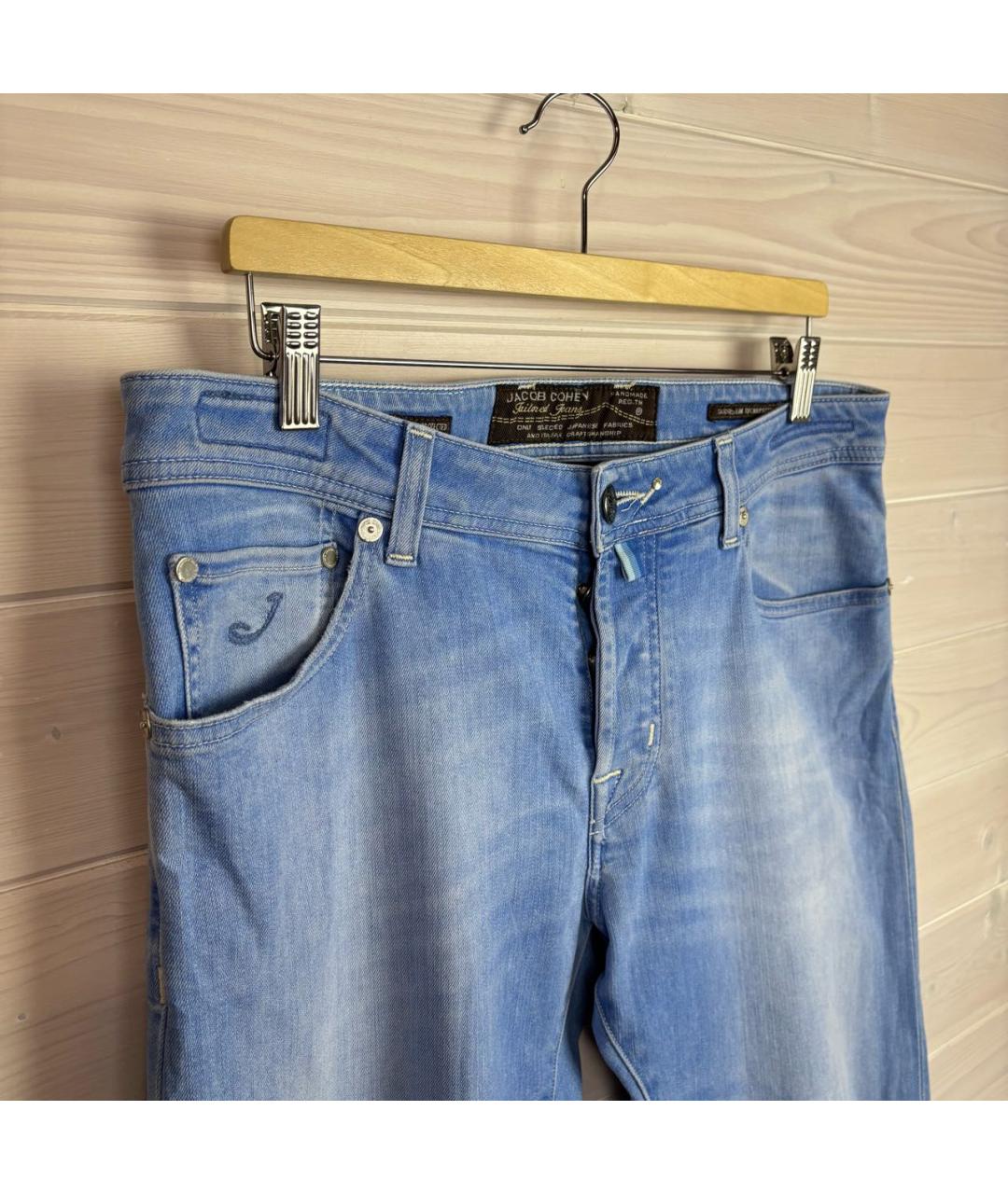 JACOB COHEN Синие хлопковые прямые джинсы, фото 2