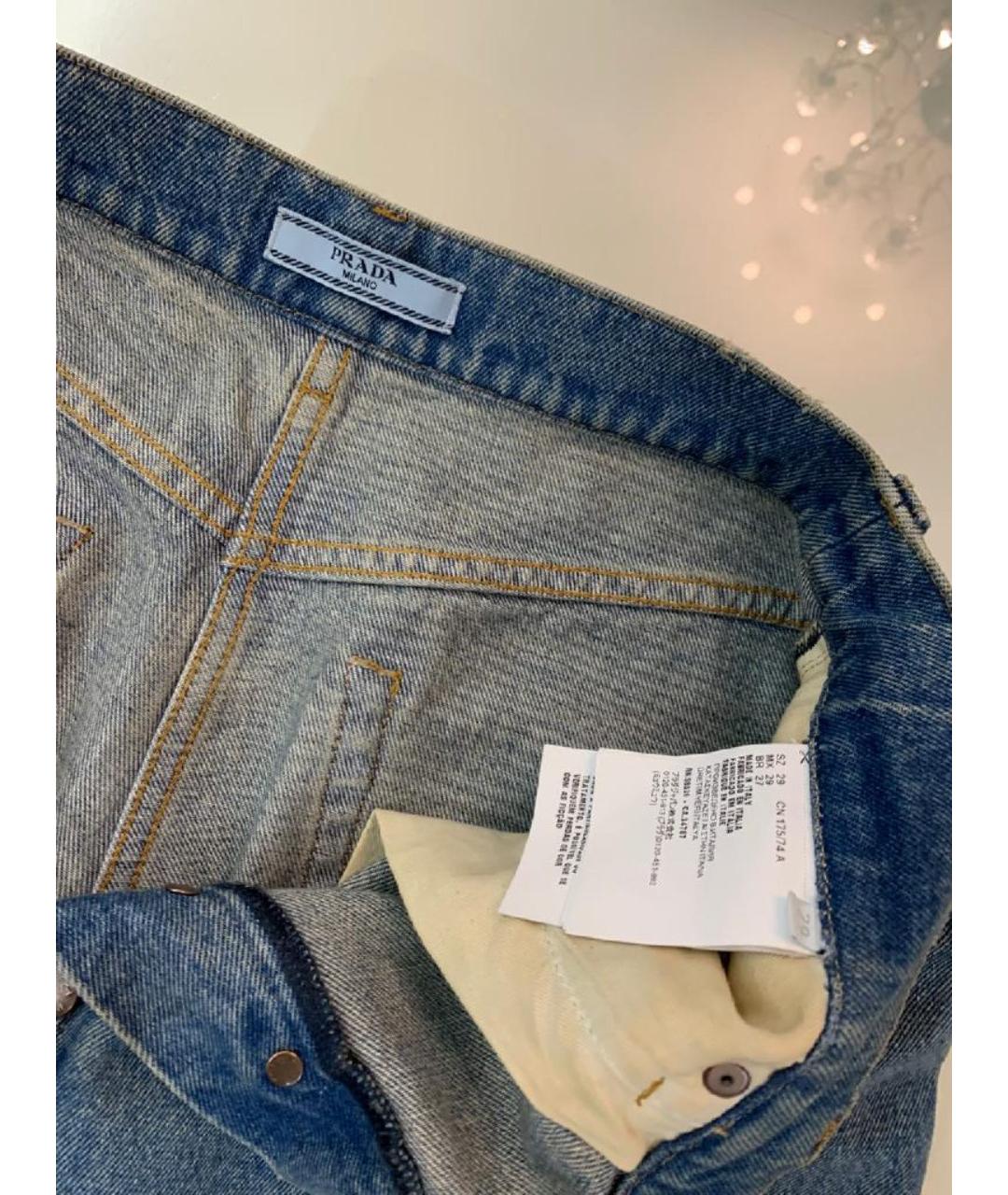 PRADA Голубые хлопковые прямые джинсы, фото 5