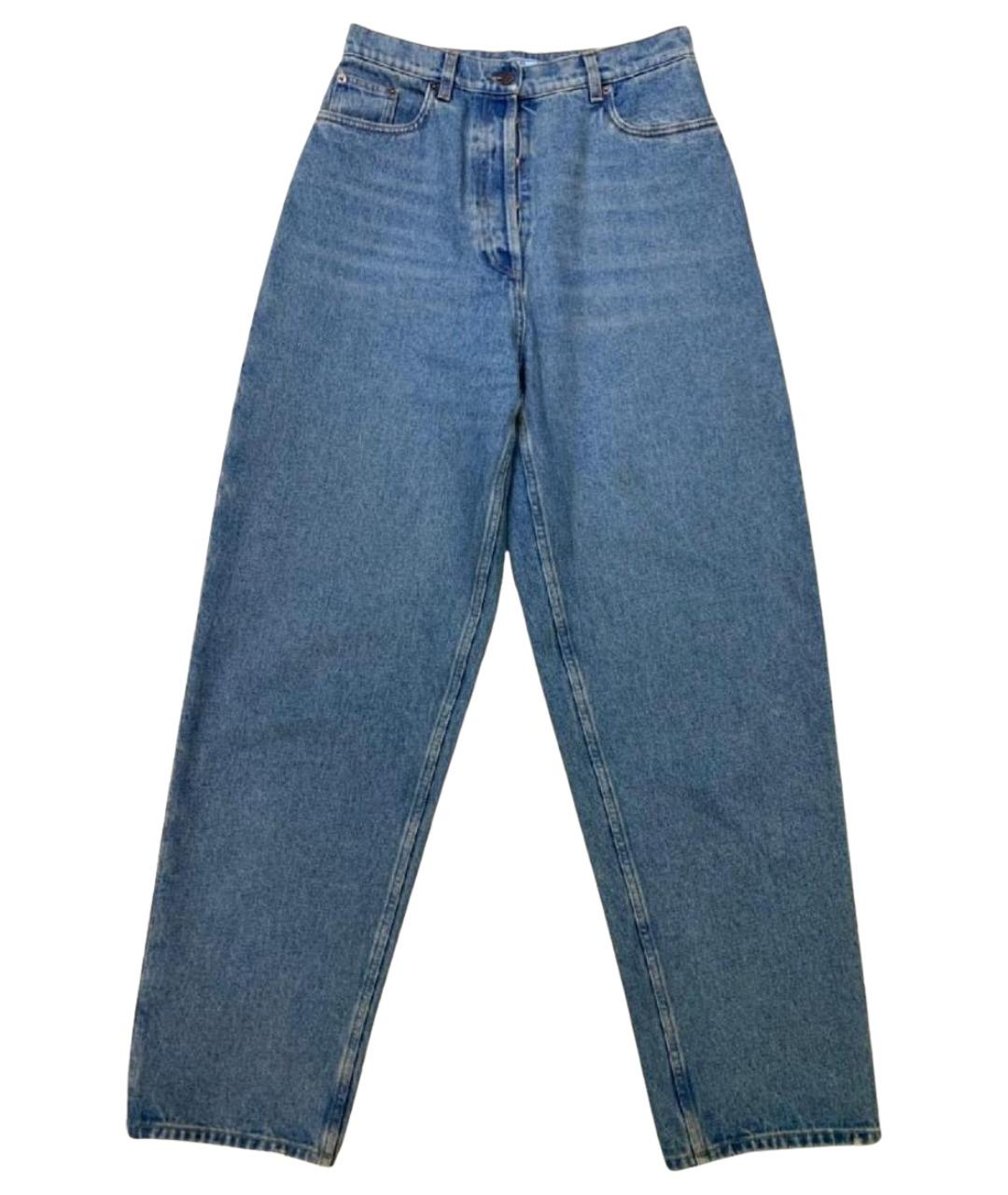 PRADA Голубые хлопковые прямые джинсы, фото 1