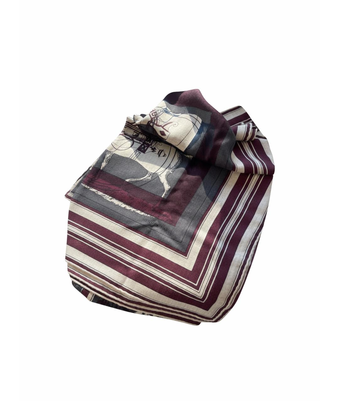HERMES Бордовый кашемировый платок, фото 1