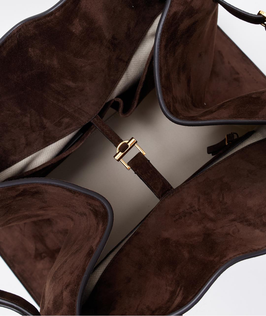 THE ROW Коричневая замшевая сумка с короткими ручками, фото 4