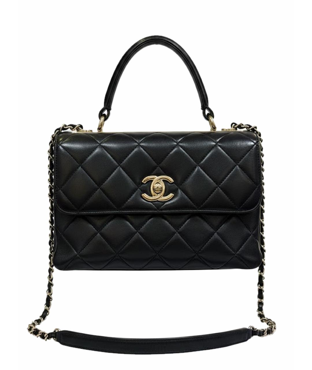 CHANEL Черная кожаная сумка с короткими ручками, фото 1