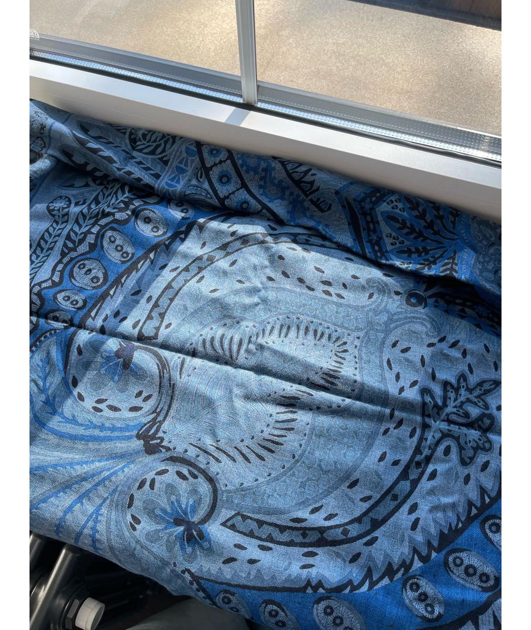 HERMES Синий кашемировый платок, фото 4