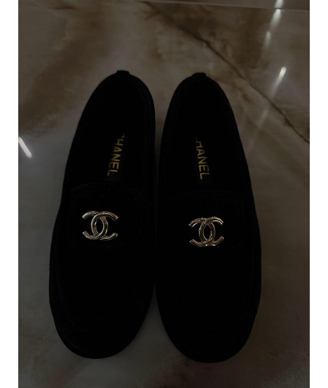 CHANEL Черные замшевые лоферы, фото 2