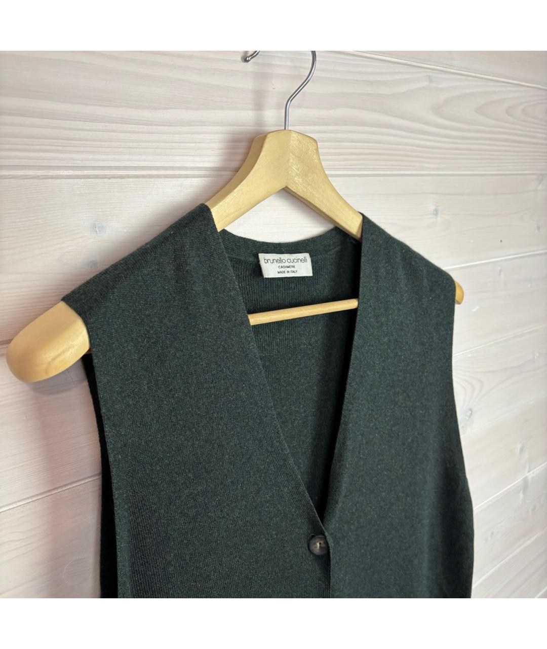 BRUNELLO CUCINELLI Зеленая кашемировая жилетка, фото 2