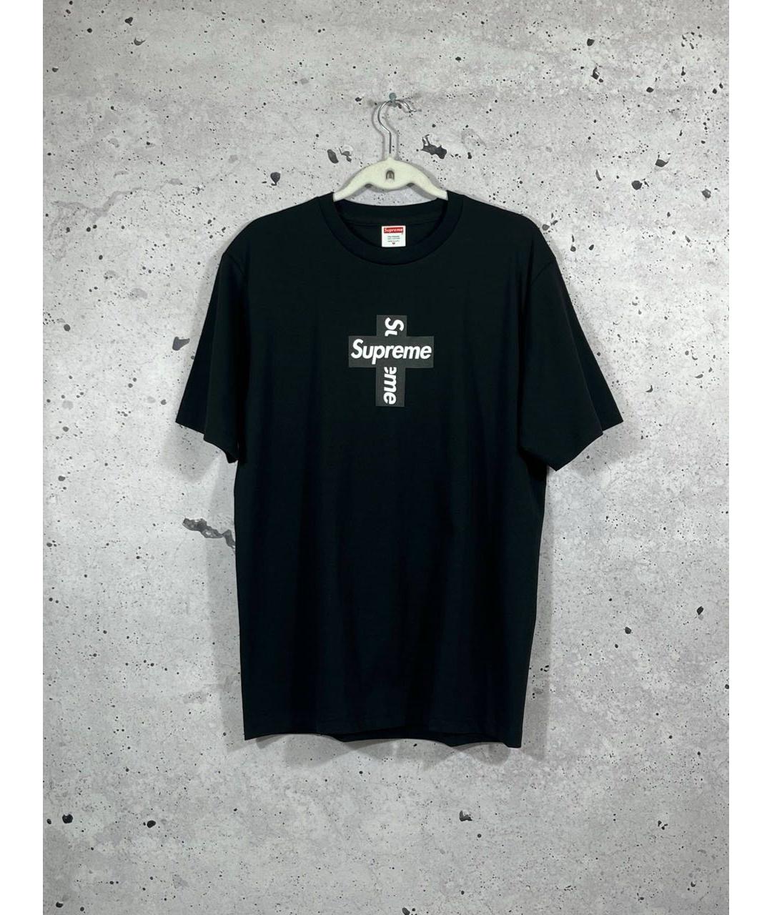 SUPREME Черная хлопковая футболка, фото 2