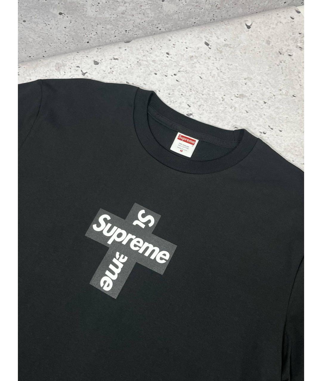 SUPREME Черная хлопковая футболка, фото 4