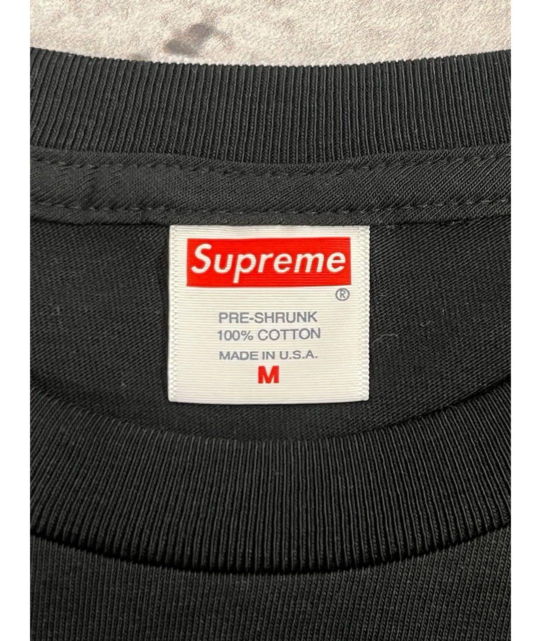 SUPREME Черная хлопковая футболка, фото 3