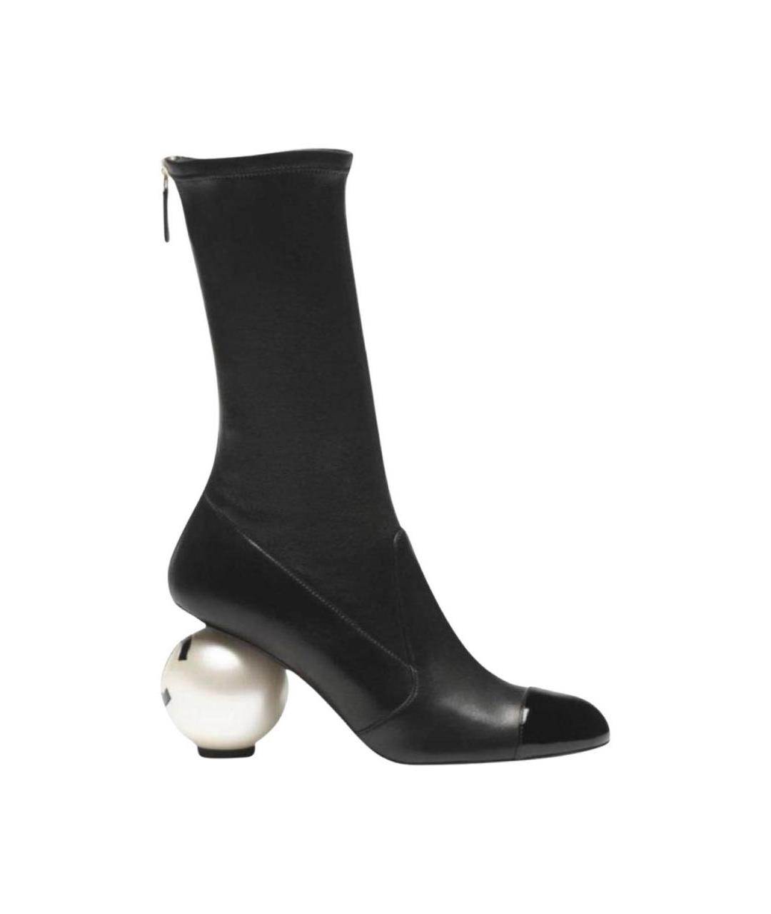 CHANEL Черные кожаные полусапоги, фото 1