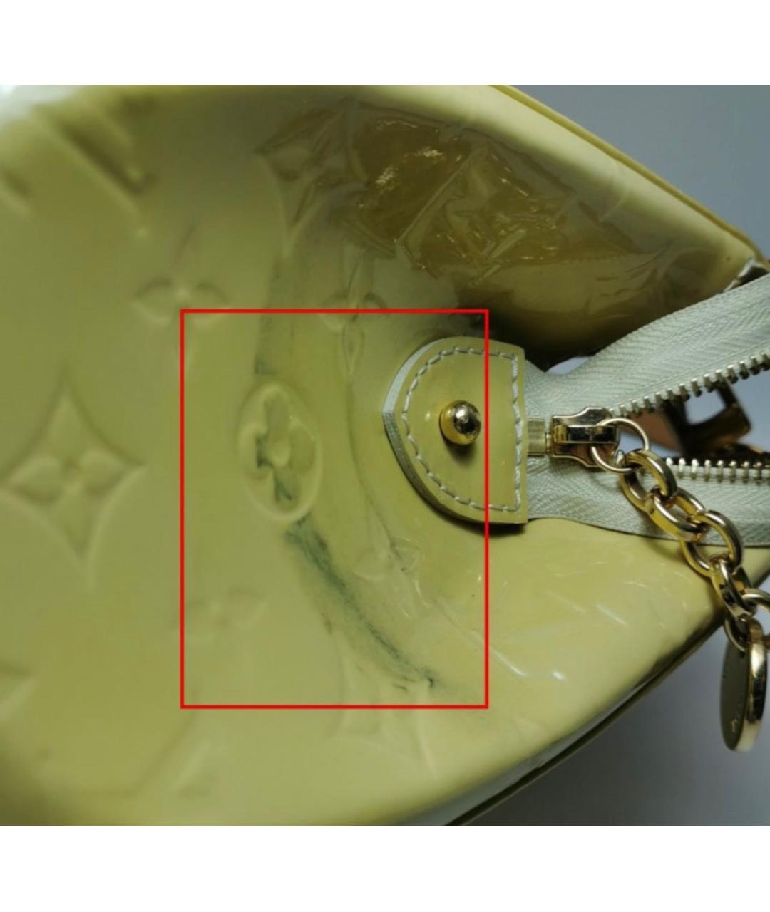 LOUIS VUITTON Желтая сумка тоут из лакированной кожи, фото 3