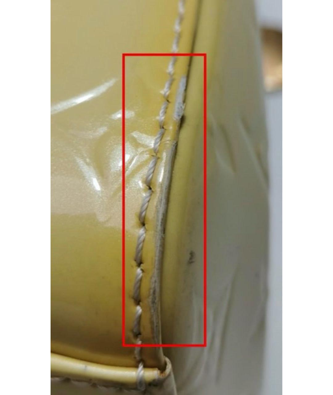 LOUIS VUITTON Желтая сумка тоут из лакированной кожи, фото 4