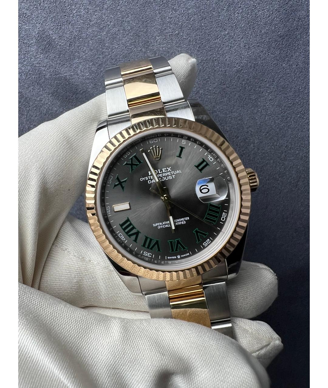 ROLEX Серые часы из желтого золота, фото 4