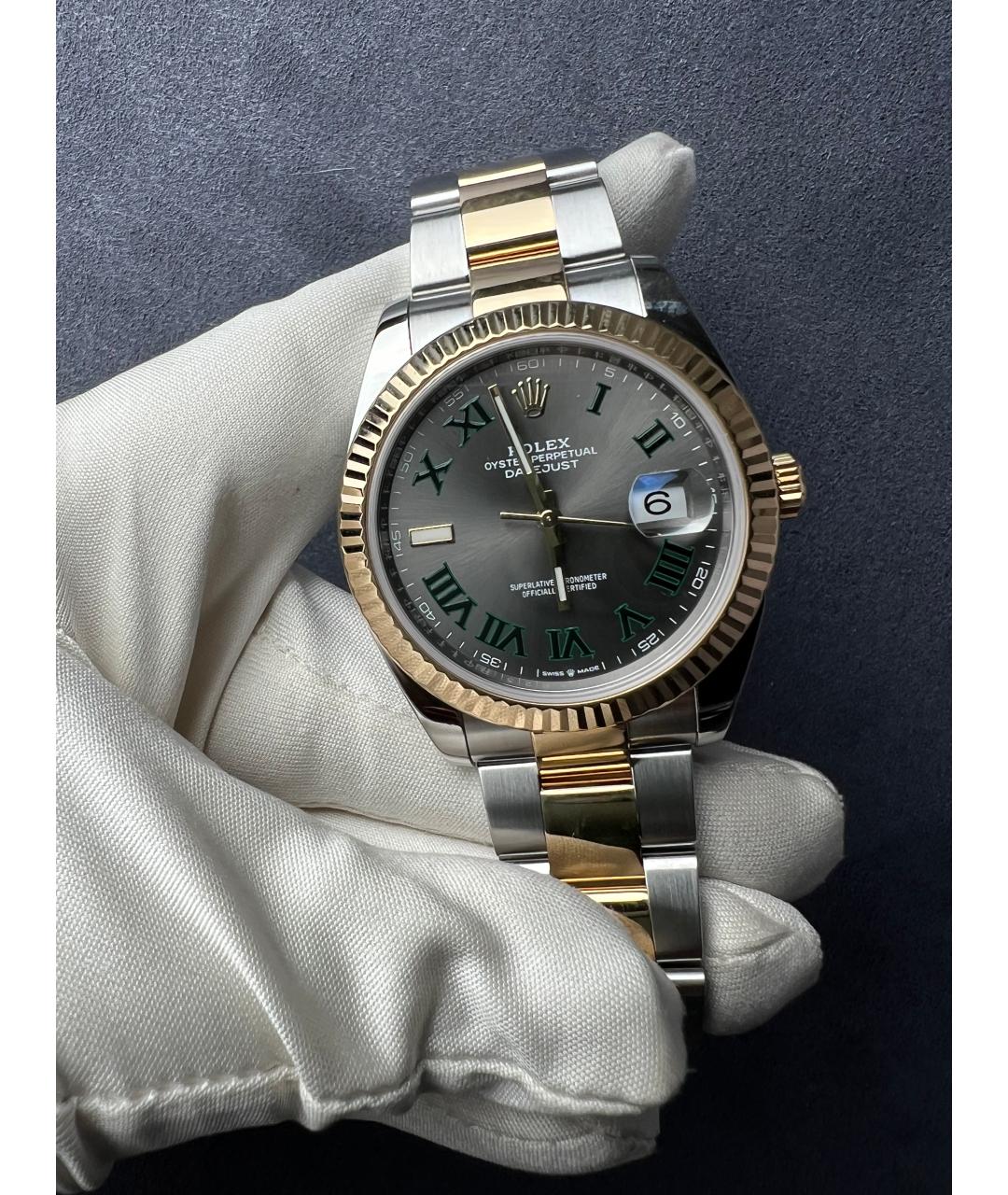 ROLEX Серые часы из желтого золота, фото 3