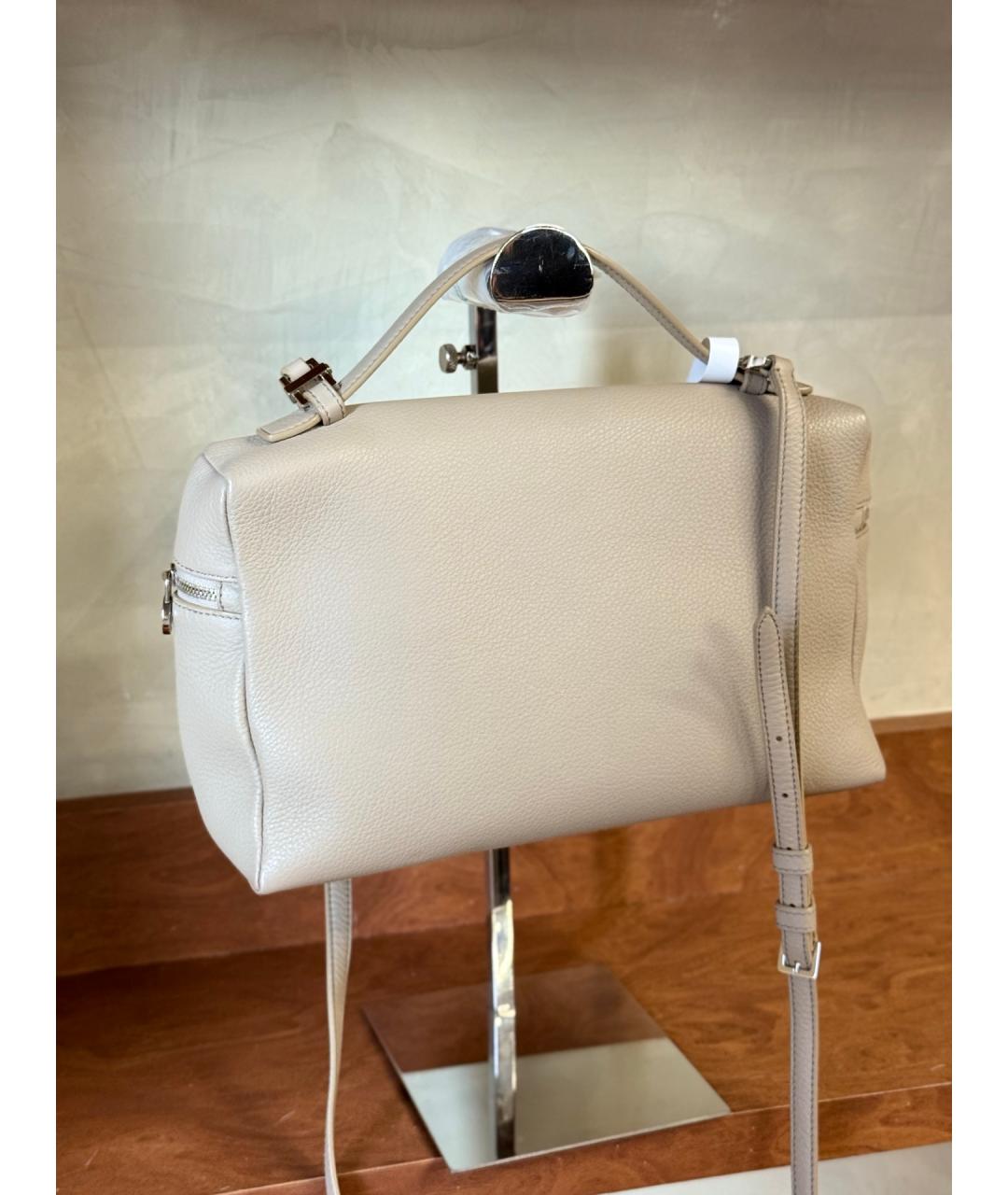 LORO PIANA Серая кожаная сумка через плечо, фото 7