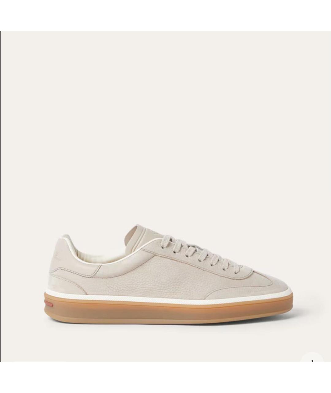 LORO PIANA Бежевые кожаные кеды, фото 6